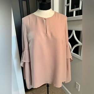 She + Sky Top | Rose Pink Top | Bell Sleeve